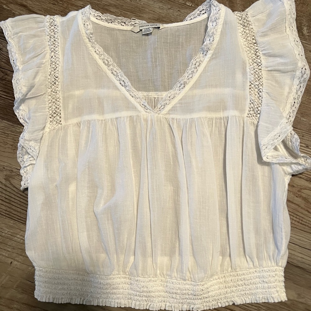Seersucker V neck top